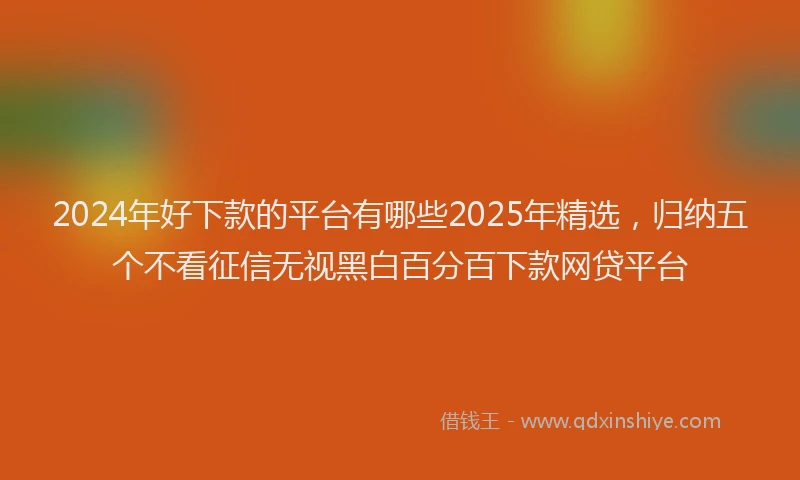 2024年好下款的平台有哪些2025年精选，归纳五个不看征信无视黑白百分百下款网贷平台
