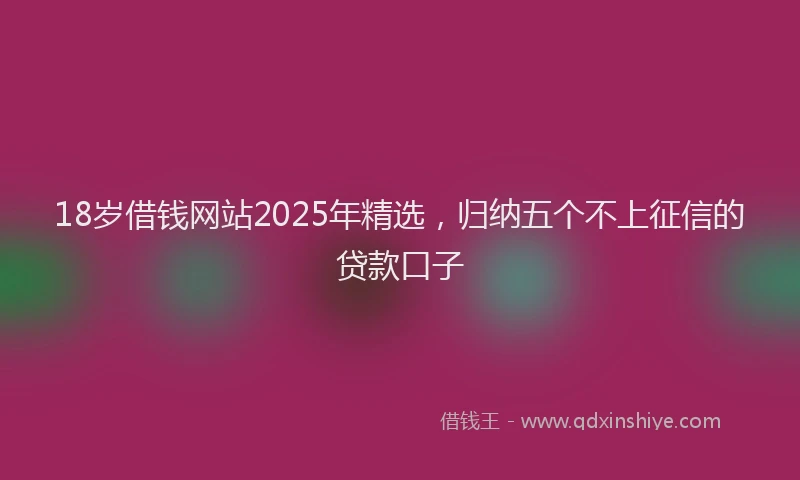 18岁借钱网站2025年精选，归纳五个不上征信的贷款口子