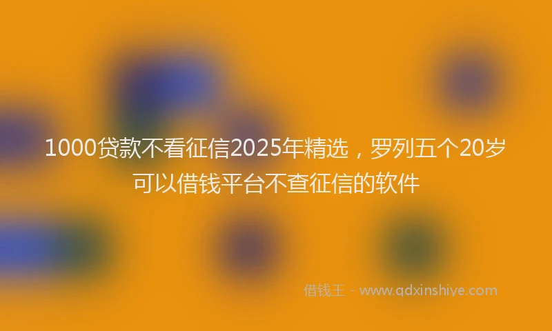 1000贷款不看征信2025年精选，罗列五个20岁可以借钱平台不查征信的软件