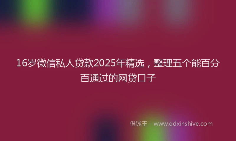 16岁微信私人贷款2025年精选，整理五个能百分百通过的网贷口子