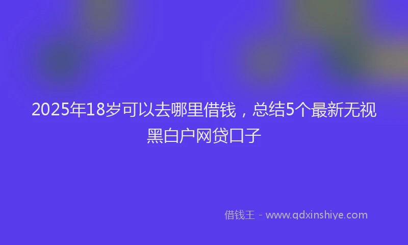2025年18岁可以去哪里借钱，总结5个最新无视黑白户网贷口子