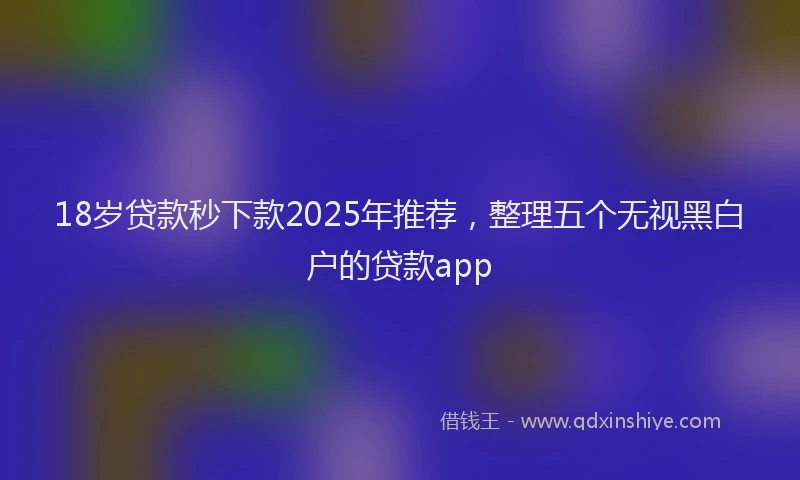 18岁贷款秒下款2025年推荐，整理五个无视黑白户的贷款app