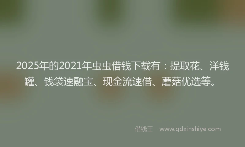 2025年的2021年虫虫借钱下载有：提取花、洋钱罐、钱袋速融宝、现金流速借、蘑菇优选等。