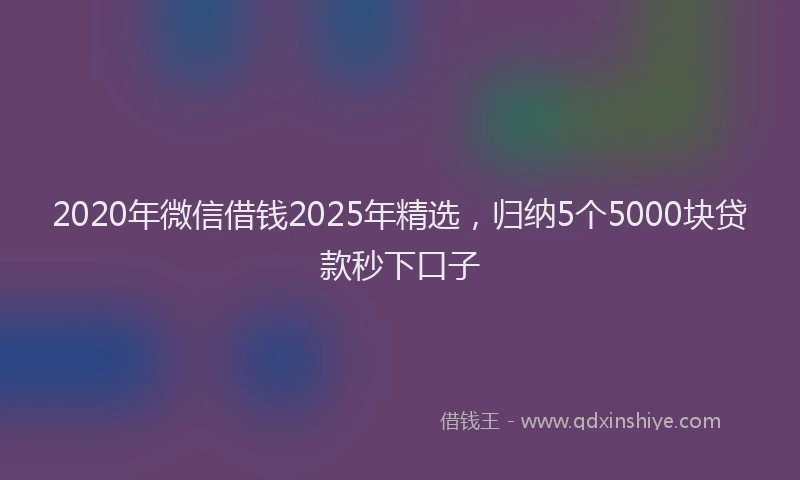 2020年微信借钱2025年精选，归纳5个5000块贷款秒下口子