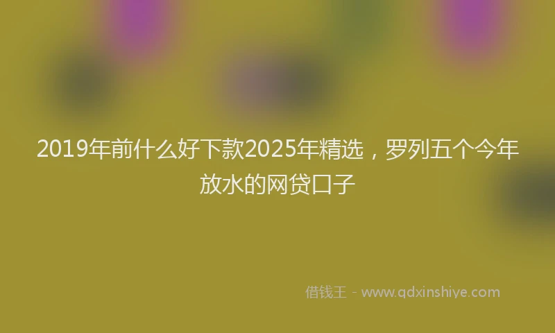 2019年前什么好下款2025年精选，罗列五个今年放水的网贷口子