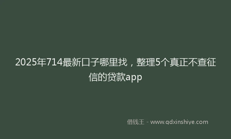2025年714最新口子哪里找，整理5个真正不查征信的贷款app