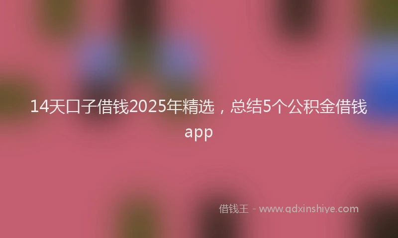 14天口子借钱2025年精选，总结5个公积金借钱app