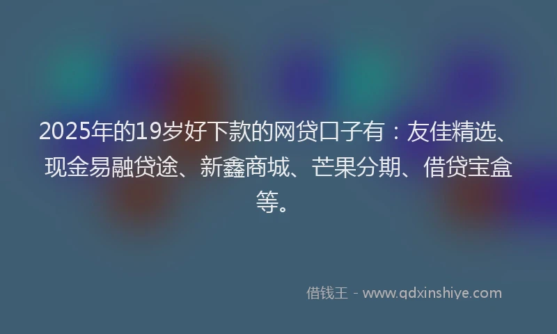 2025年的19岁好下款的网贷口子有：友佳精选、现金易融贷途、新鑫商城、芒果分期、借贷宝盒等。