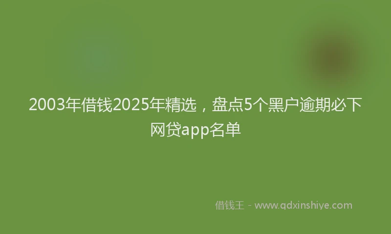 2003年借钱2025年精选，盘点5个黑户逾期必下网贷app名单