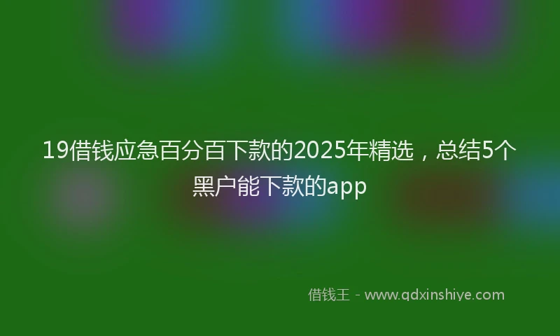 19借钱应急百分百下款的2025年精选，总结5个黑户能下款的app