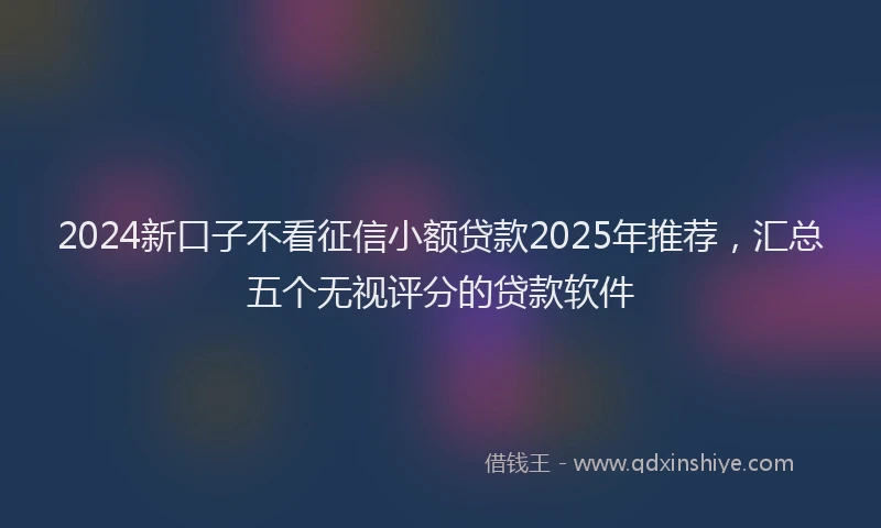 2024新口子不看征信小额贷款2025年推荐，汇总五个无视评分的贷款软件