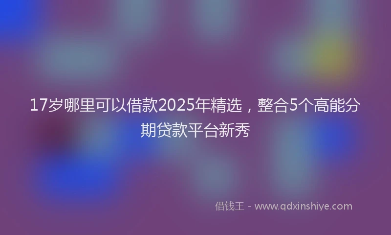 17岁哪里可以借款2025年精选，整合5个高能分期贷款平台新秀