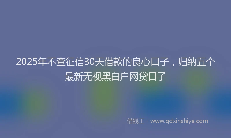 2025年不查征信30天借款的良心口子，归纳五个最新无视黑白户网贷口子