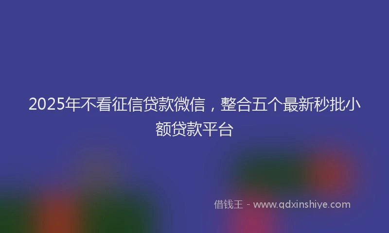 2025年不看征信贷款微信，整合五个最新秒批小额贷款平台