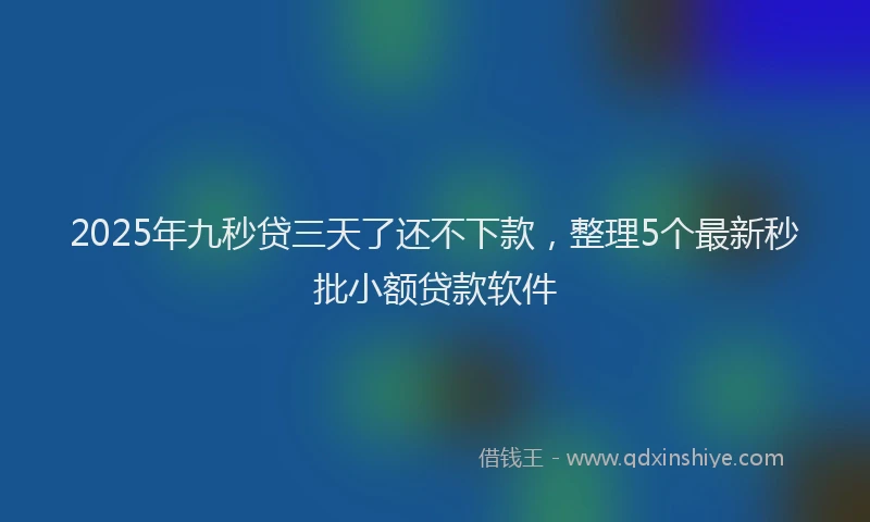 2025年九秒贷三天了还不下款，整理5个最新秒批小额贷款软件
