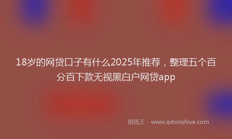 18岁的网贷口子有什么2025年推荐，整理五个百分百下款无视黑白户网贷app