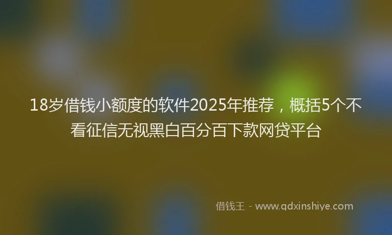 18岁借钱小额度的软件2025年推荐，概括5个不看征信无视黑白百分百下款网贷平台