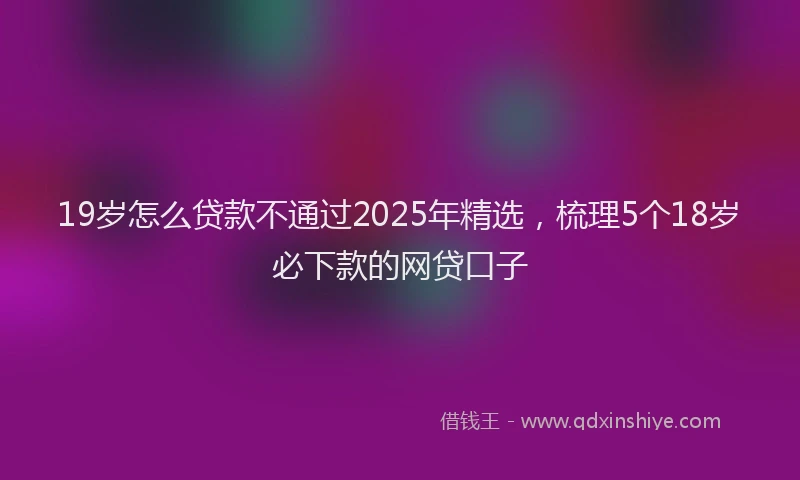 19岁怎么贷款不通过2025年精选，梳理5个18岁必下款的网贷口子