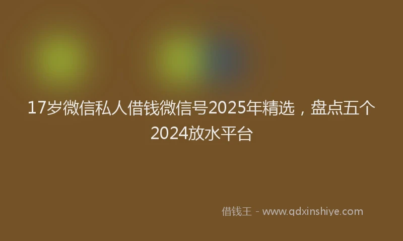 17岁微信私人借钱微信号2025年精选，盘点五个2024放水平台