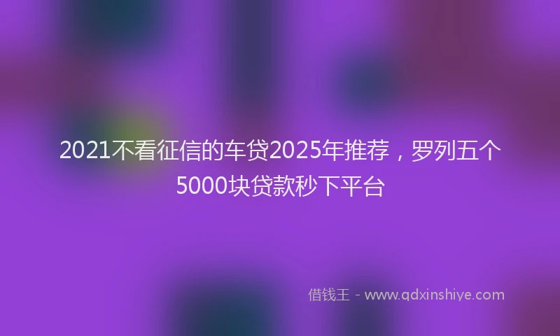2021不看征信的车贷2025年推荐，罗列五个5000块贷款秒下平台