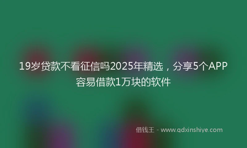 19岁贷款不看征信吗2025年精选，分享5个APP容易借款1万块的软件