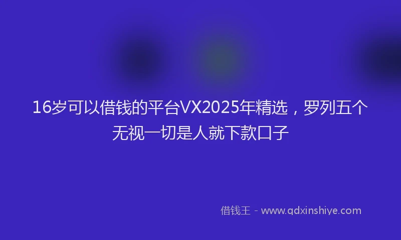 16岁可以借钱的平台VX2025年精选，罗列五个无视一切是人就下款口子