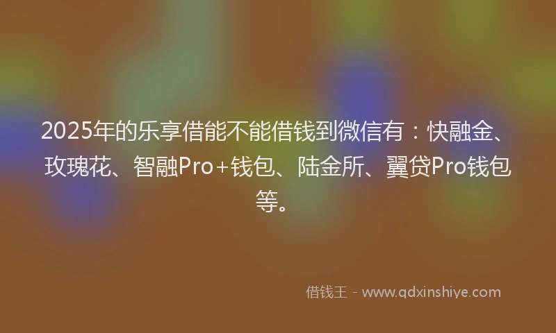 2025年的乐享借能不能借钱到微信有：快融金、玫瑰花、智融Pro+钱包、陆金所、翼贷Pro钱包等。