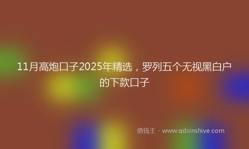 11月高炮口子2025年精选，罗列五个无视黑白户的下款口子