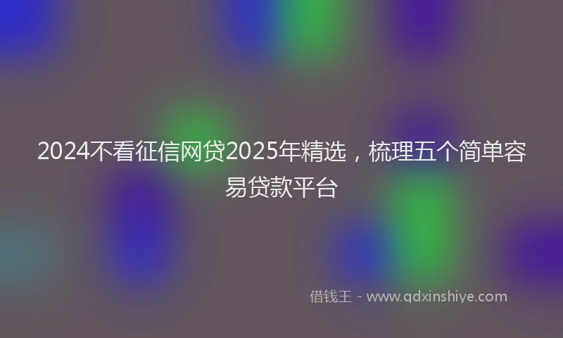 2024不看征信网贷2025年精选，梳理五个简单容易贷款平台