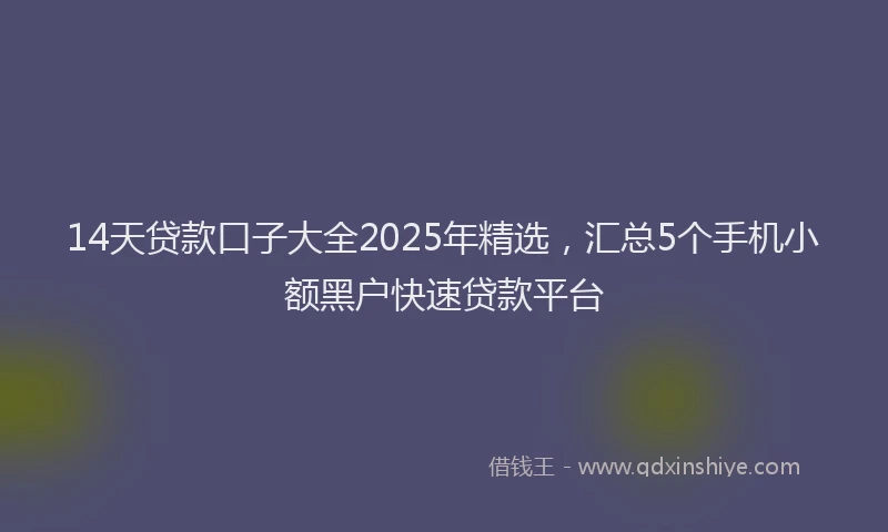 14天贷款口子大全2025年精选，汇总5个手机小额黑户快速贷款平台