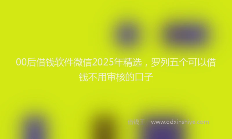 00后借钱软件微信2025年精选，罗列五个可以借钱不用审核的口子