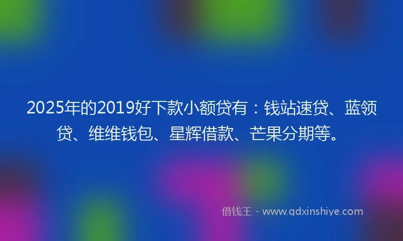 2025年的2019好下款小额贷有：钱站速贷、蓝领贷、维维钱包、星辉借款、芒果分期等。