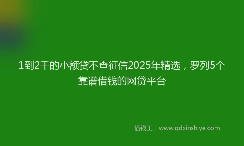1到2千的小额贷不查征信2025年精选，罗列5个靠谱借钱的网贷平台