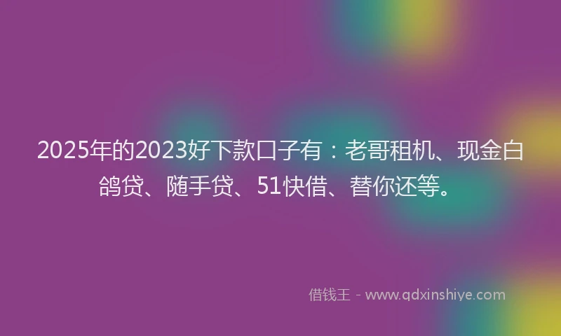 2025年的2023好下款口子有：老哥租机、现金白鸽贷、随手贷、51快借、替你还等。