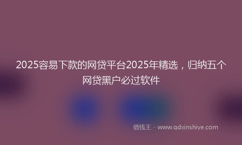 2025容易下款的网贷平台2025年精选，归纳五个网贷黑户必过软件
