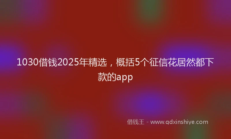 1030借钱2025年精选，概括5个征信花居然都下款的app