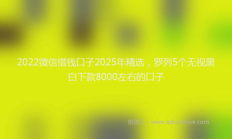 2022微信借钱口子2025年精选，罗列5个无视黑白下款8000左右的口子