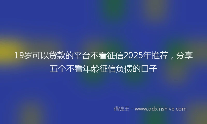 19岁可以贷款的平台不看征信2025年推荐，分享五个不看年龄征信负债的口子