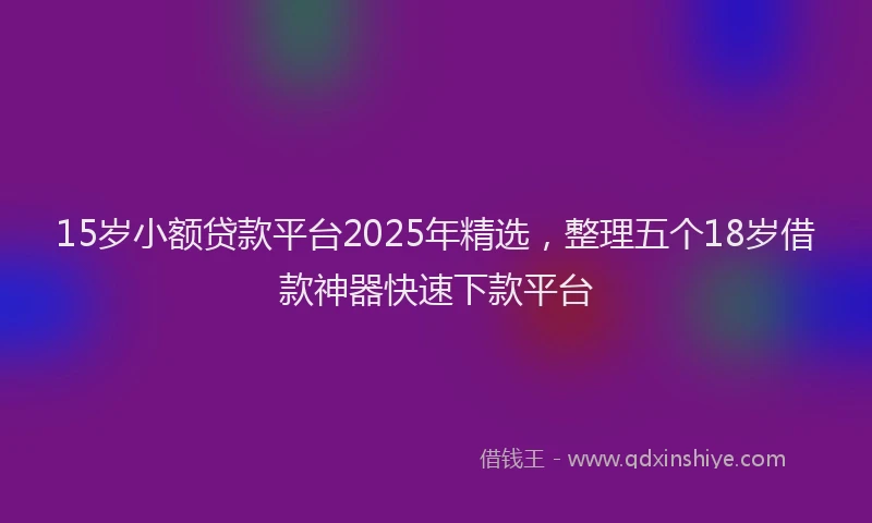 15岁小额贷款平台2025年精选，整理五个18岁借款神器快速下款平台