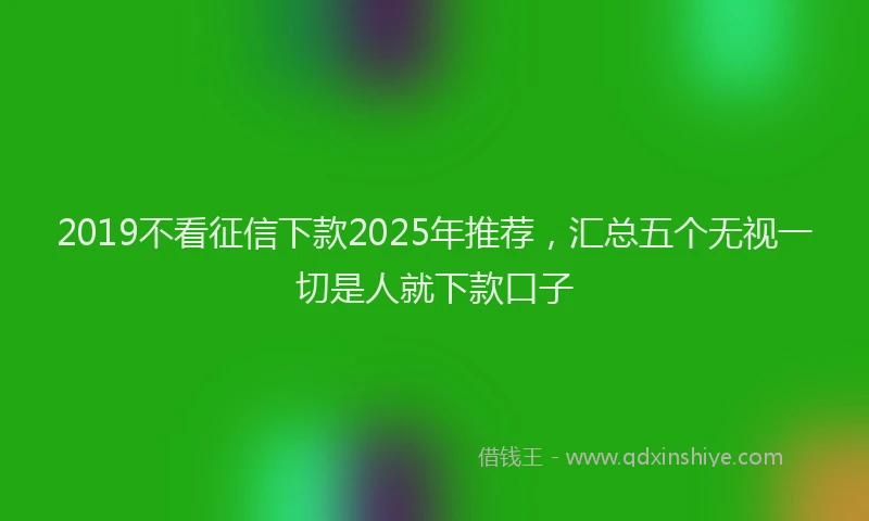 2019不看征信下款2025年推荐，汇总五个无视一切是人就下款口子