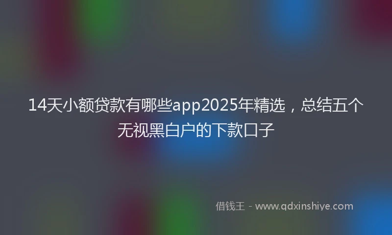 14天小额贷款有哪些app2025年精选，总结五个无视黑白户的下款口子