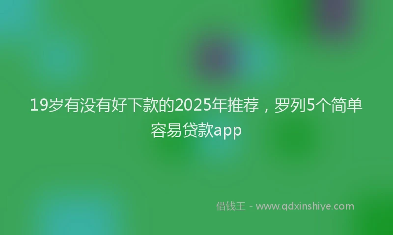 19岁有没有好下款的2025年推荐，罗列5个简单容易贷款app
