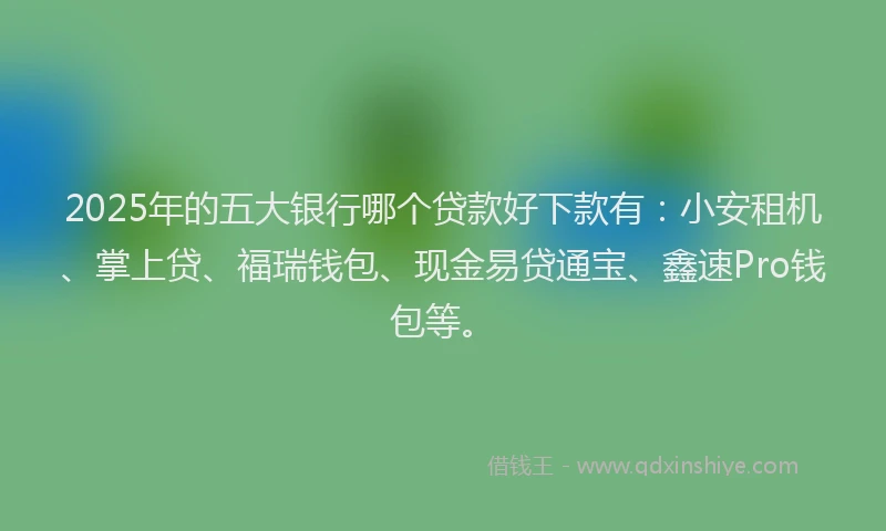 2025年的五大银行哪个贷款好下款有：小安租机、掌上贷、福瑞钱包、现金易贷通宝、鑫速Pro钱包等。