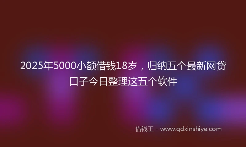 2025年5000小额借钱18岁，归纳五个最新网贷口子今日整理这五个软件