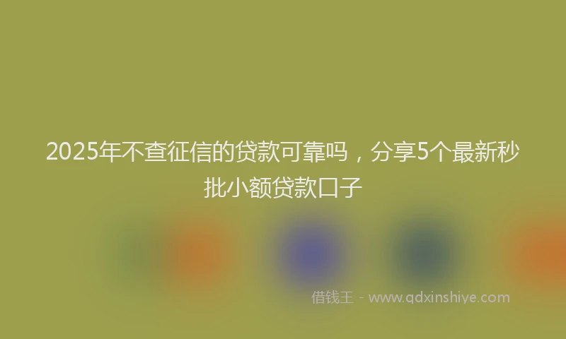 2025年不查征信的贷款可靠吗，分享5个最新秒批小额贷款口子