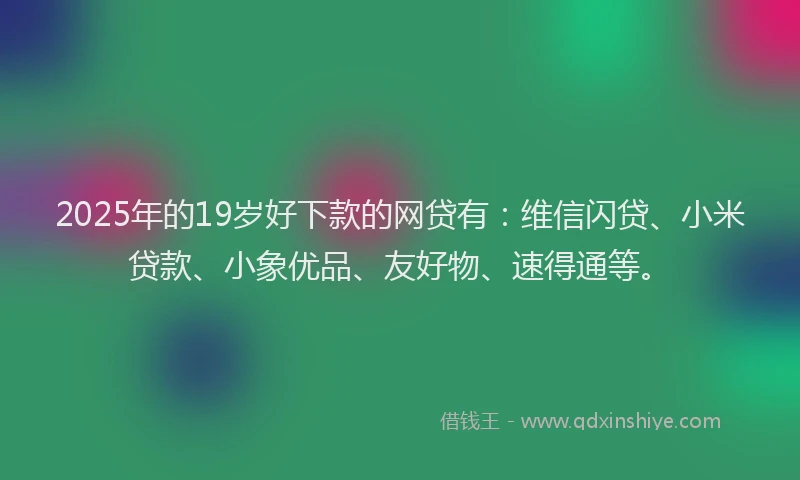 2025年的19岁好下款的网贷有：维信闪贷、小米贷款、小象优品、友好物、速得通等。