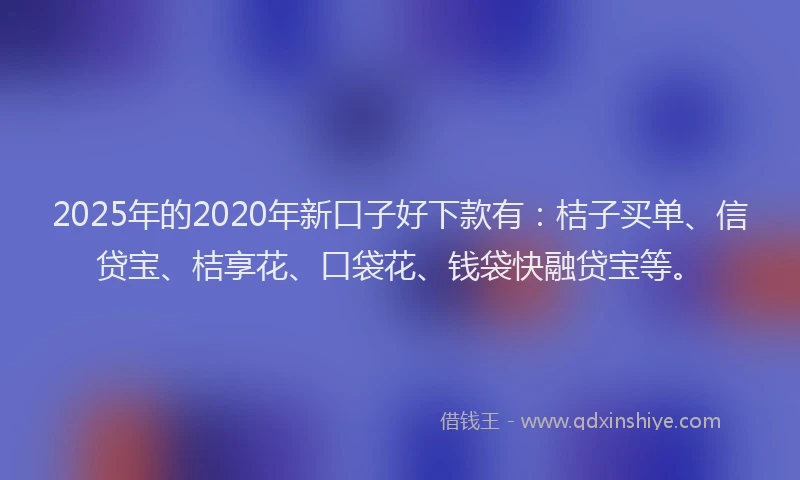 2025年的2020年新口子好下款有：桔子买单、信贷宝、桔享花、口袋花、钱袋快融贷宝等。