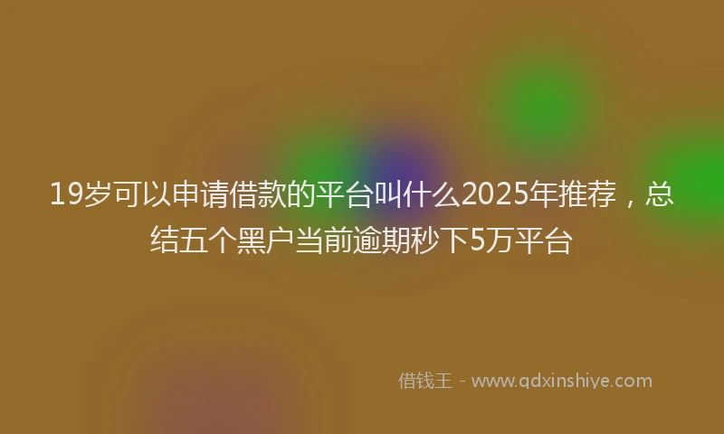 19岁可以申请借款的平台叫什么2025年推荐，总结五个黑户当前逾期秒下5万平台