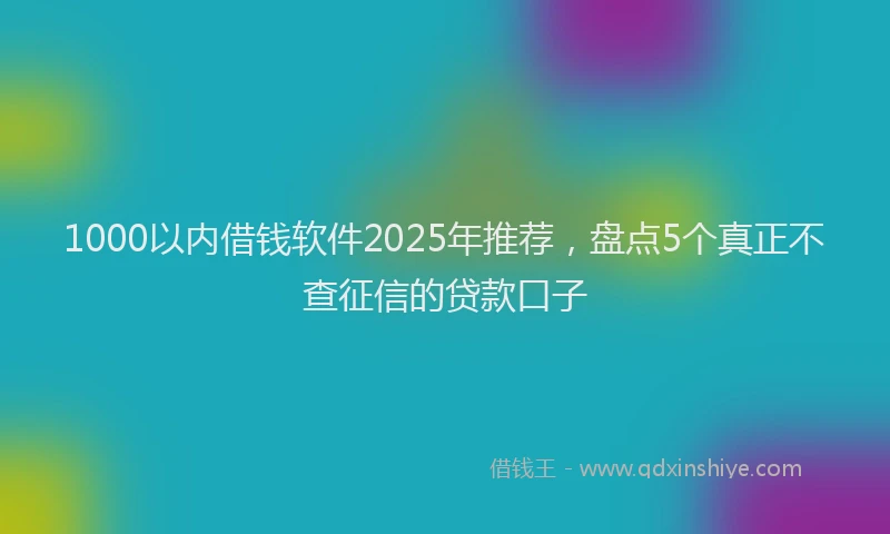 1000以内借钱软件2025年推荐，盘点5个真正不查征信的贷款口子