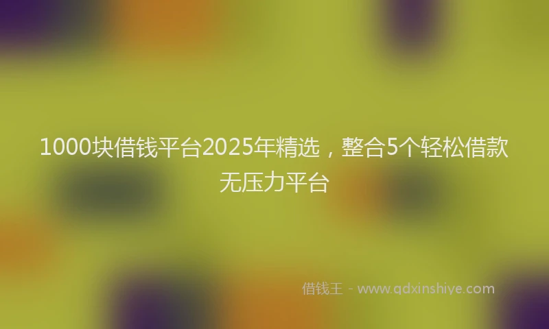1000块借钱平台2025年精选，整合5个轻松借款无压力平台